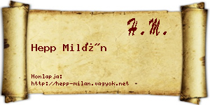 Hepp Milán névjegykártya