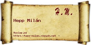 Hepp Milán névjegykártya